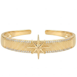 Crystal North Star Cuff Bangle | Anti-tarnish | Adjustable