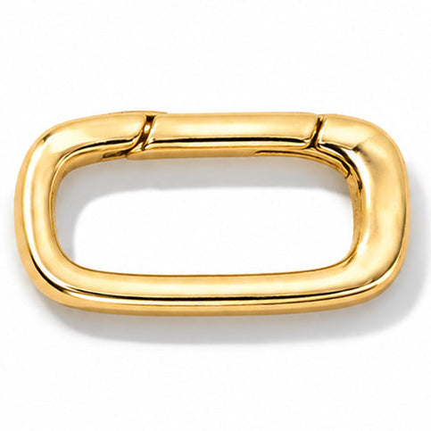 Gold-tone rectangular oval link clasp displayed on a white background.
