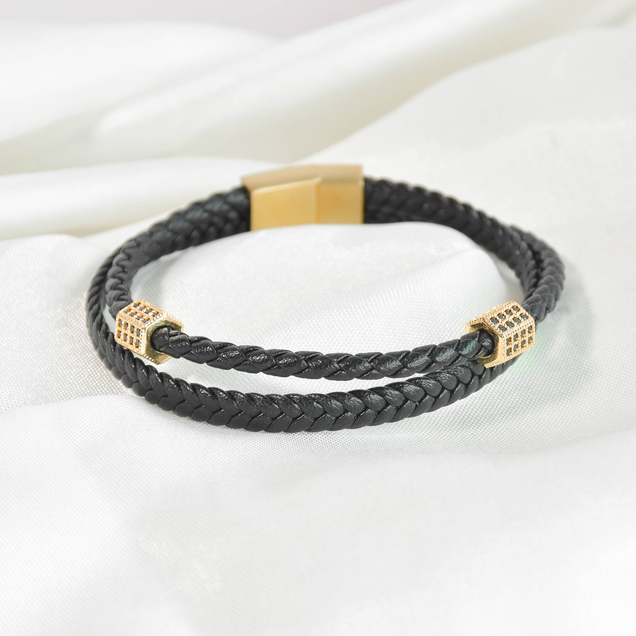 Braided Onyx Mens Bracelet