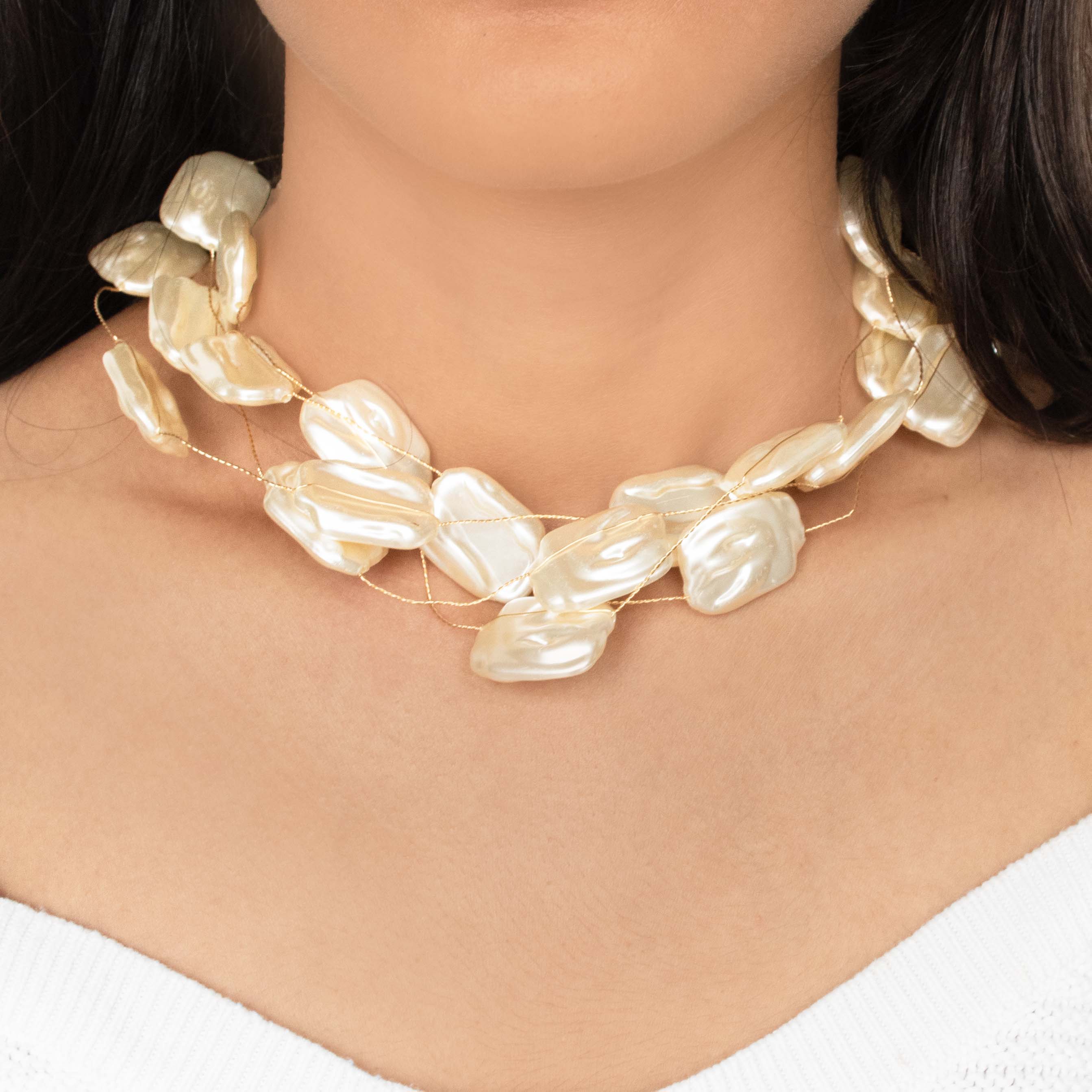 Swirly Rectangular Layered Necklace