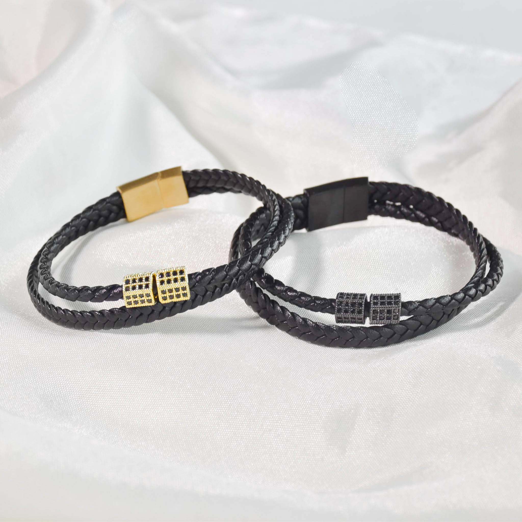 Braided Onyx Mens Bracelet
