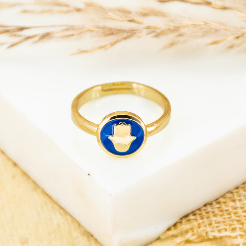 Navy Blue Hamsa Ring