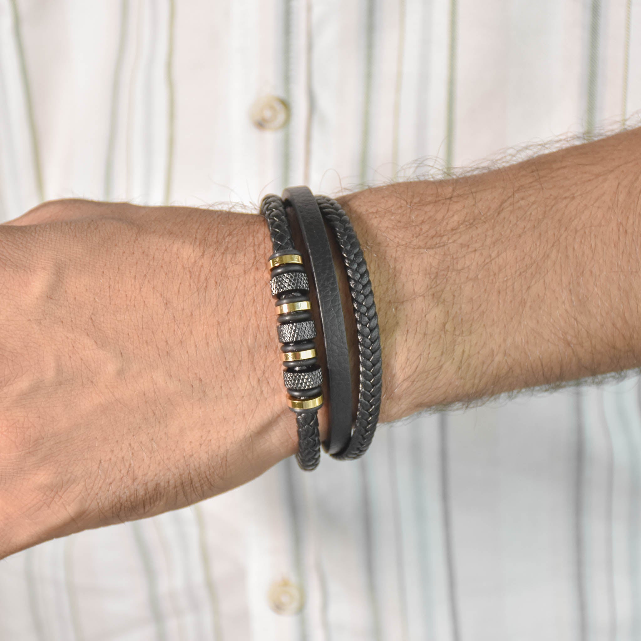 Noir Gold Multi-Strand Men Bracelet