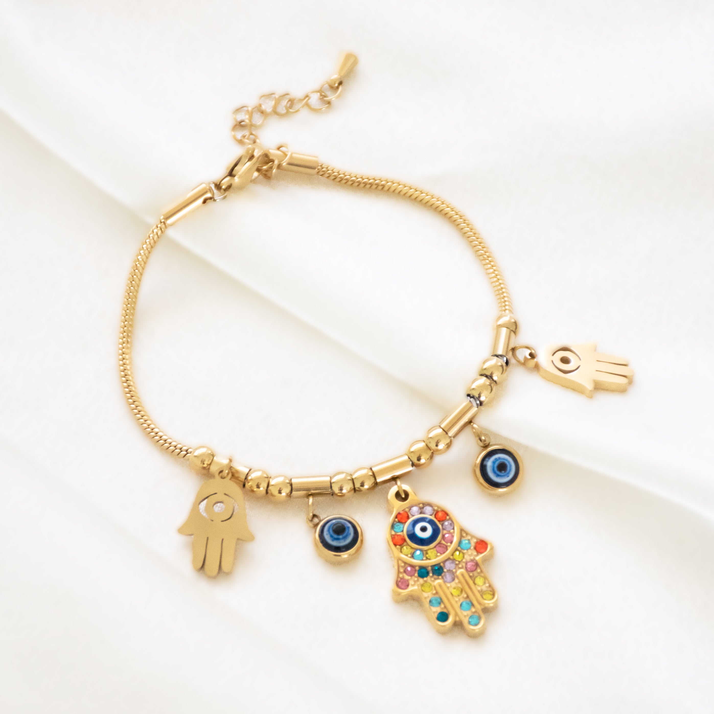 Rainbow Hamsa Chain Bracelet