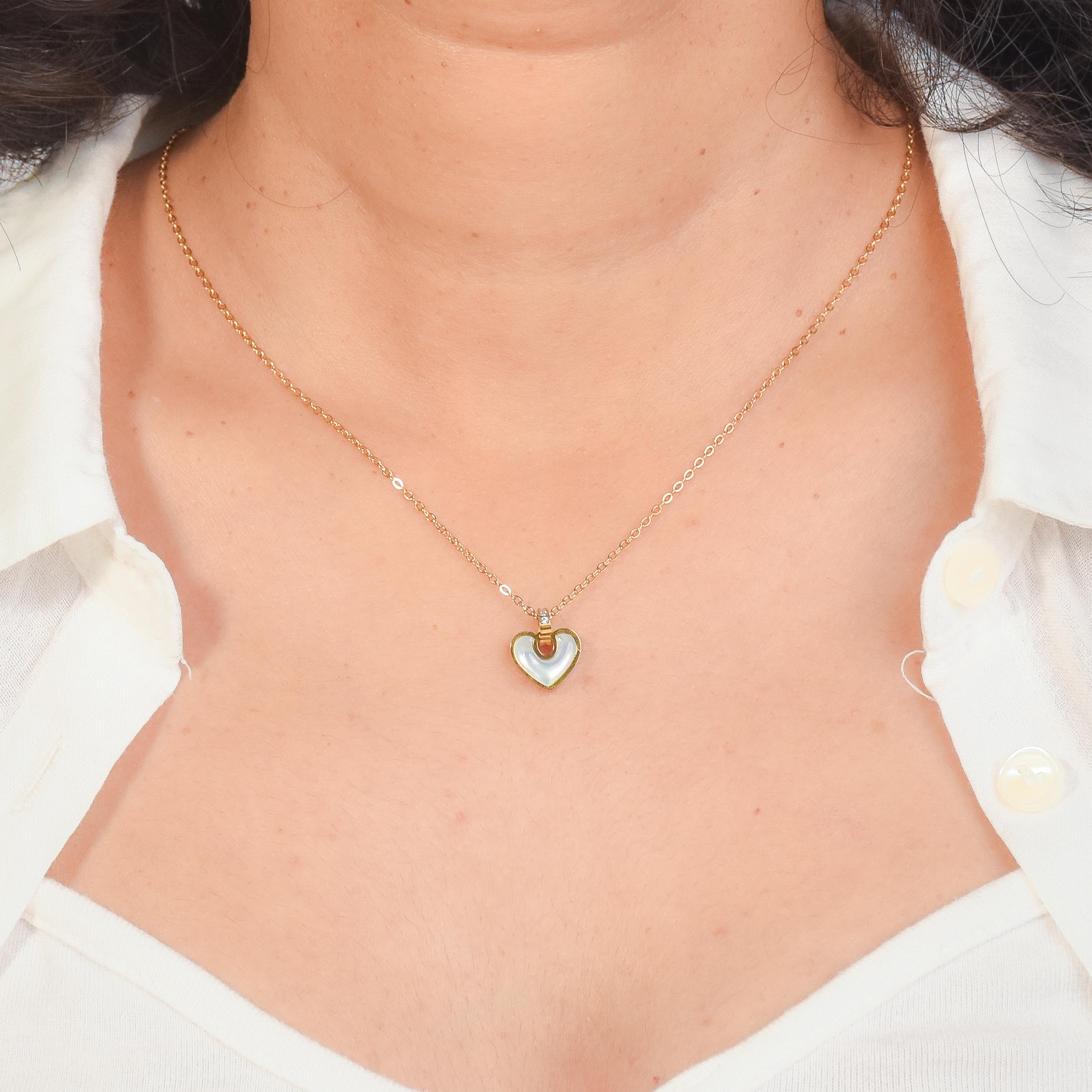 Mother Of Pearl Heart Necklace