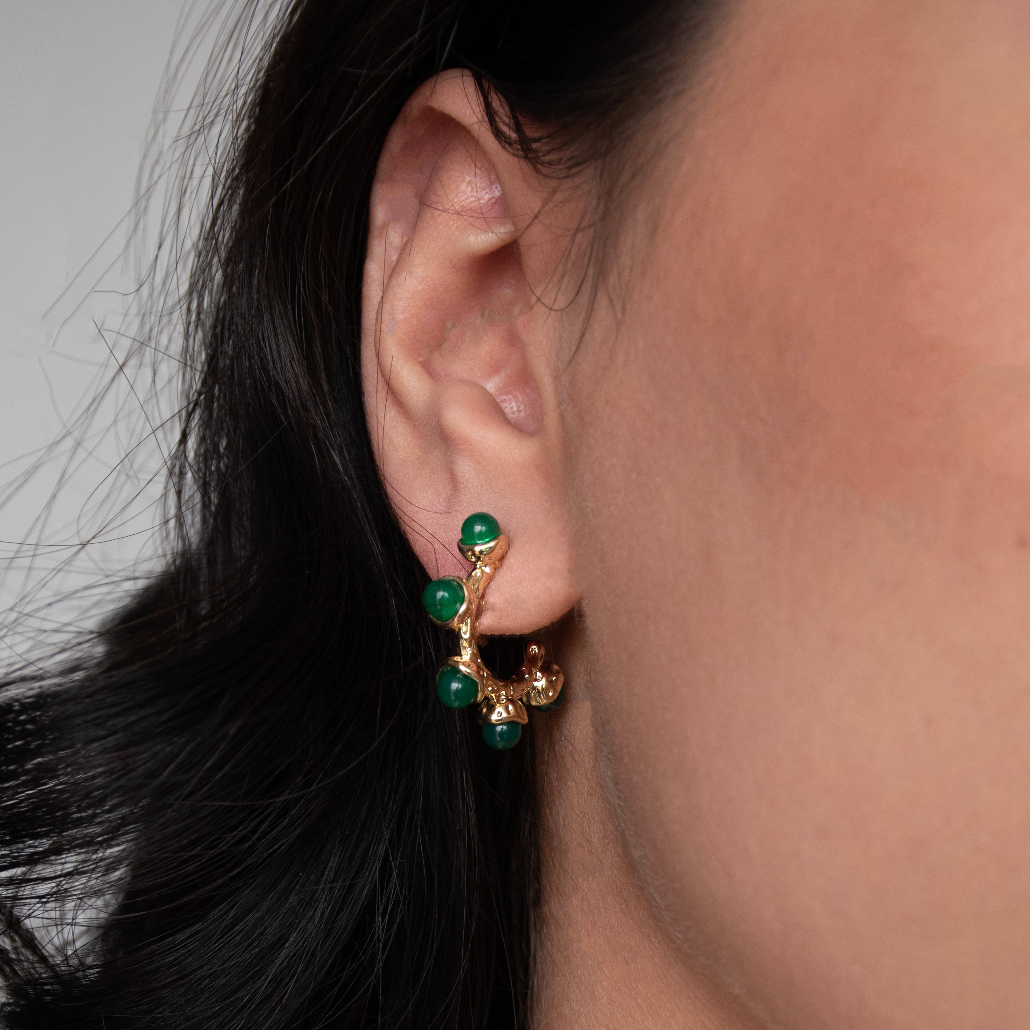 Jade Swirl Hoop Earrings