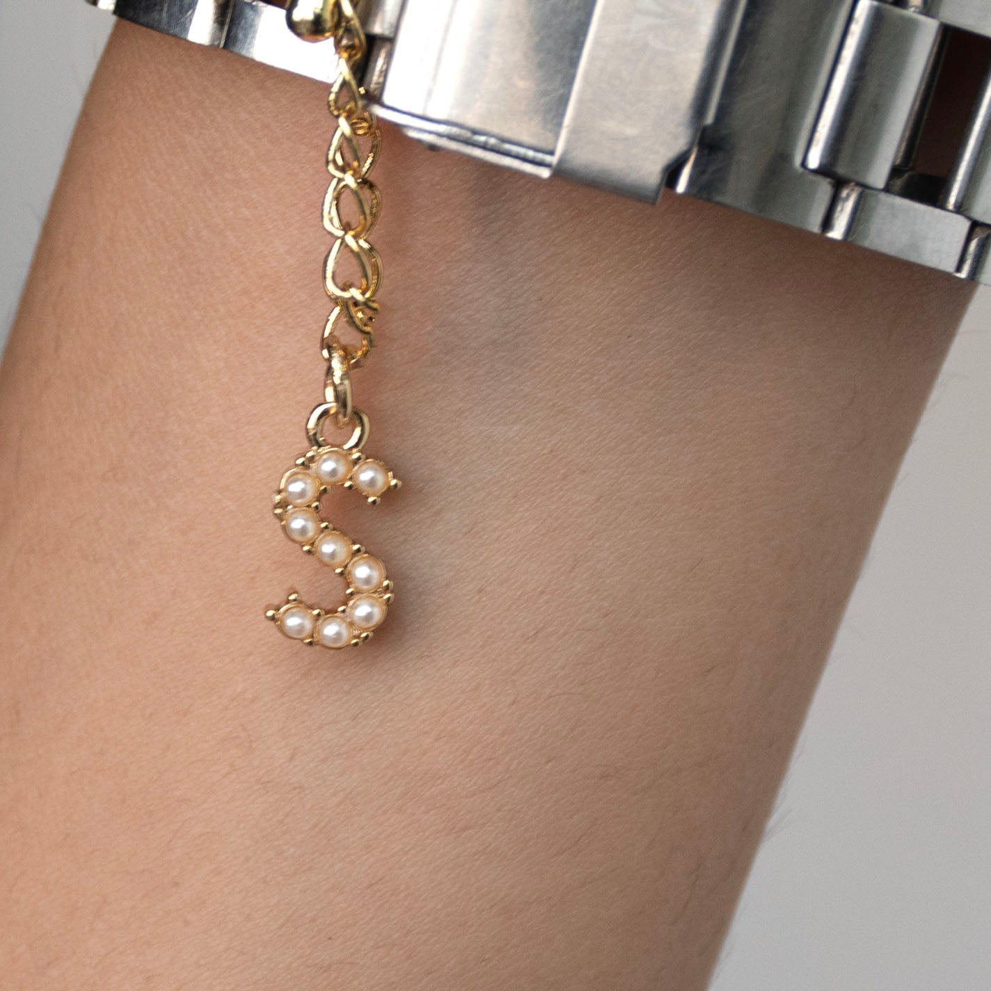 Initial Pearl Watch Charm