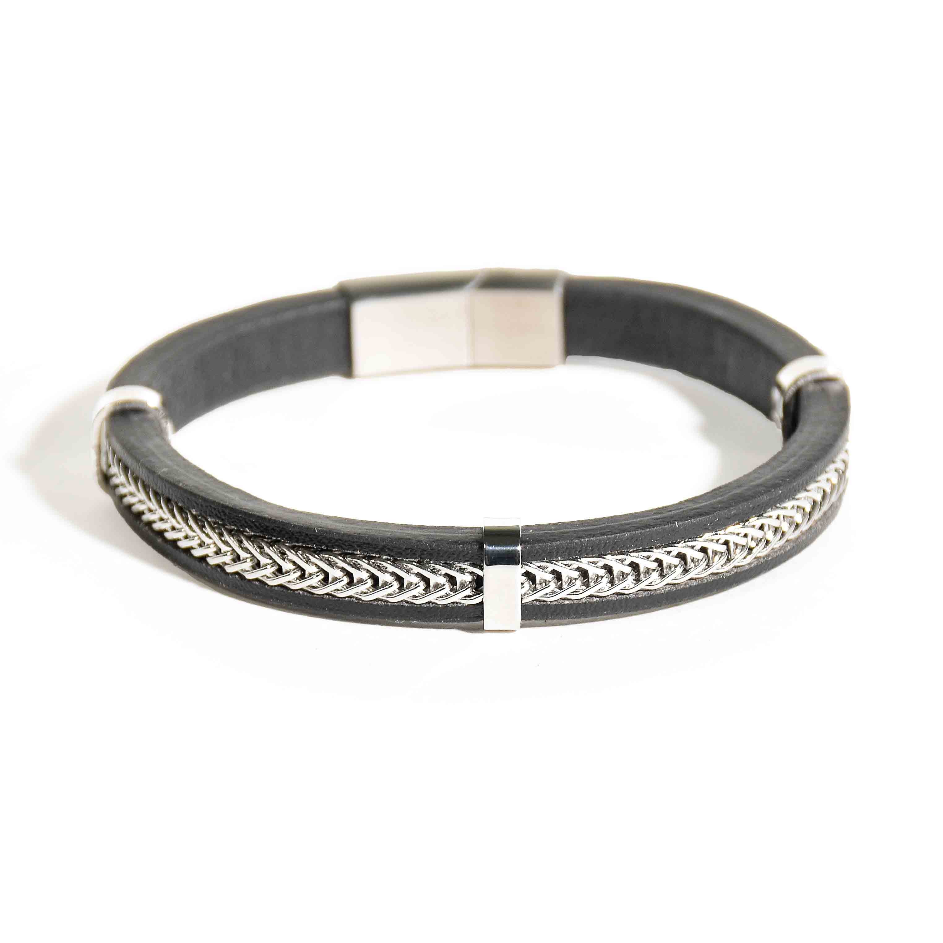 Silver Vein Mens Bracelet