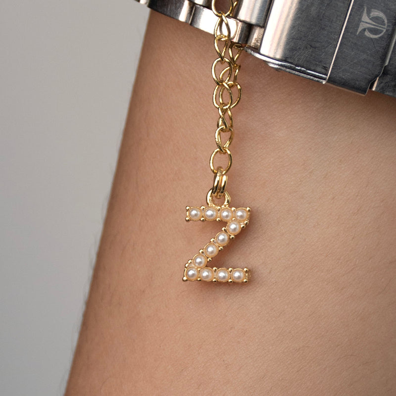Initial Pearl Watch Charm