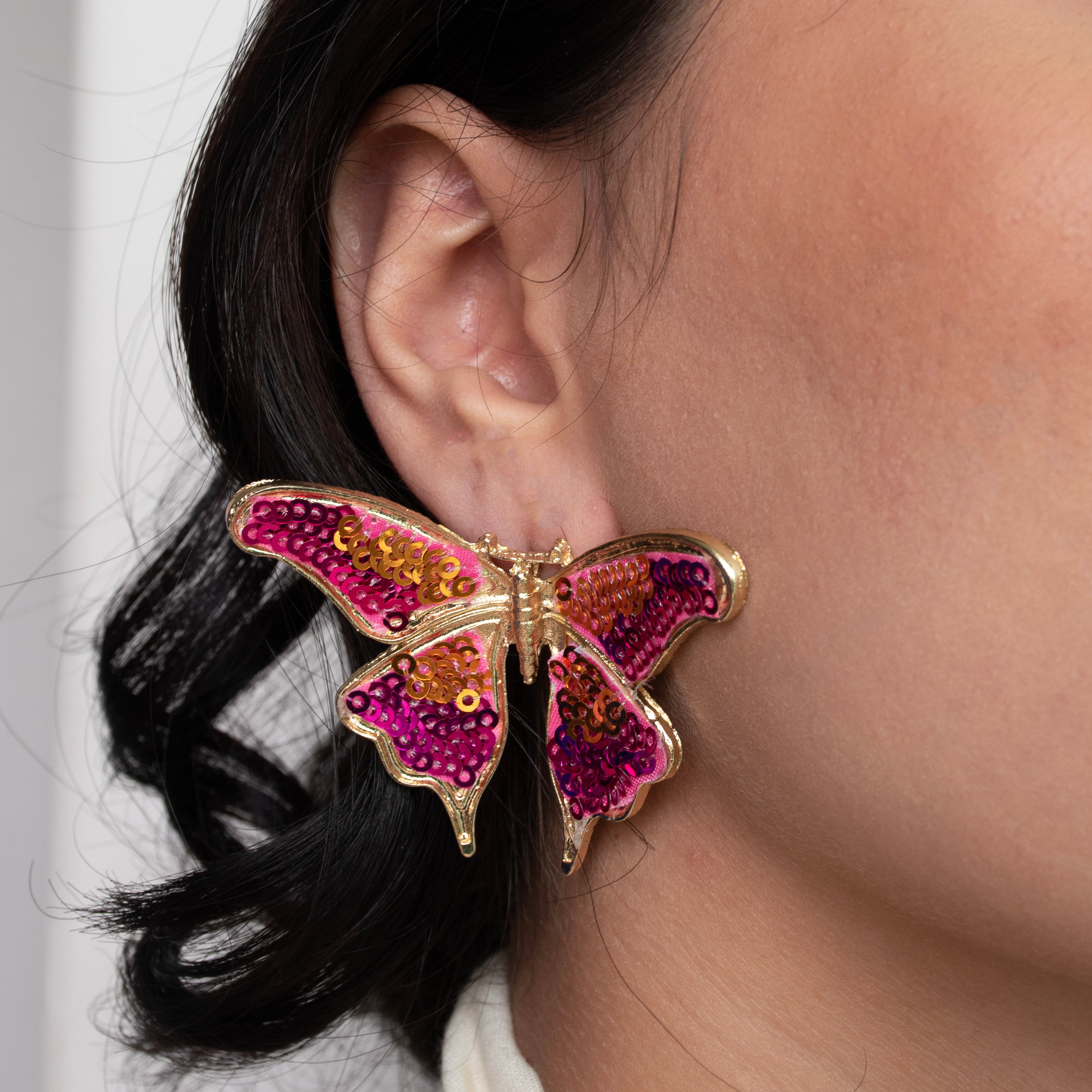 Sweet Pink Butterfly Earrings