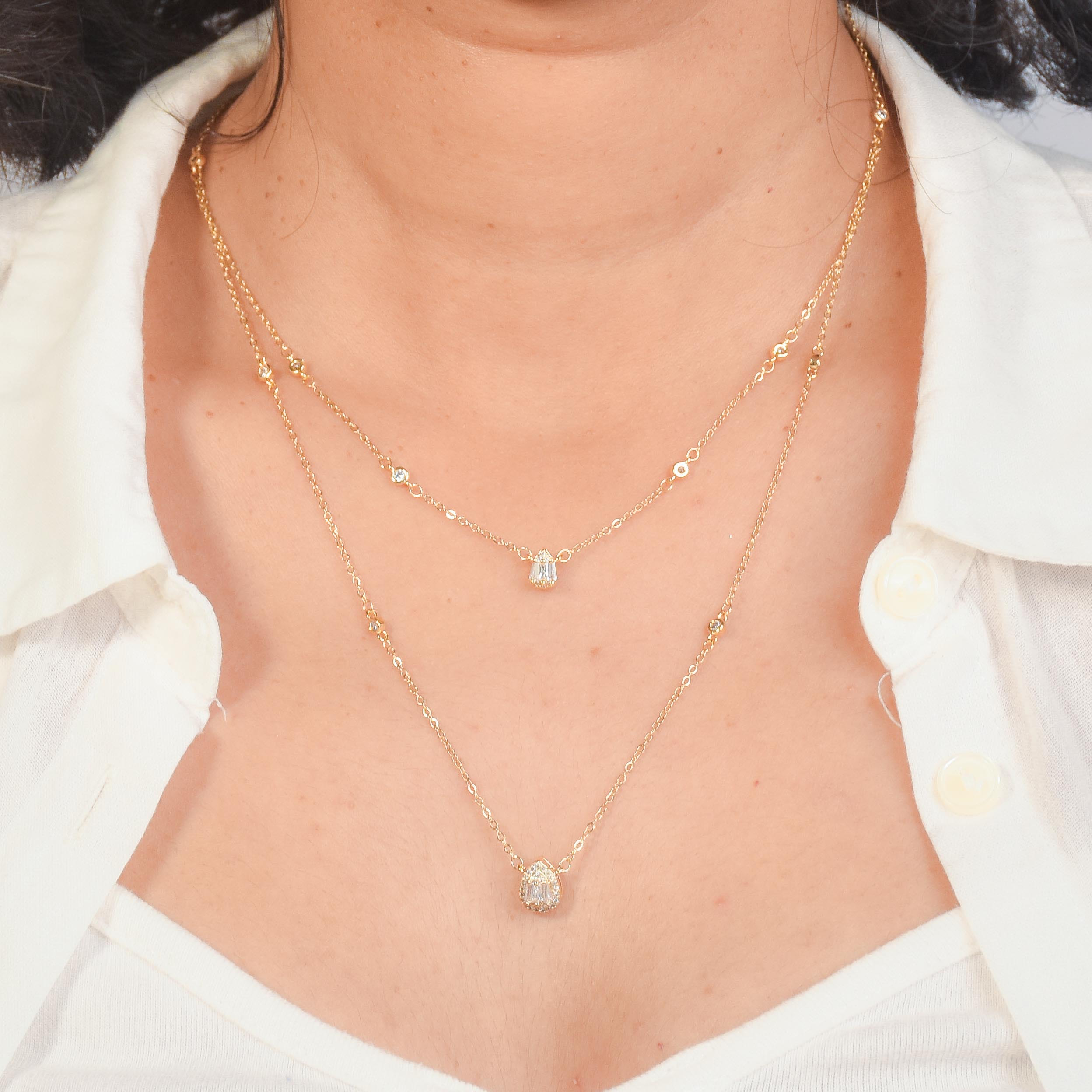 Majestic Teardrop Layered Necklace