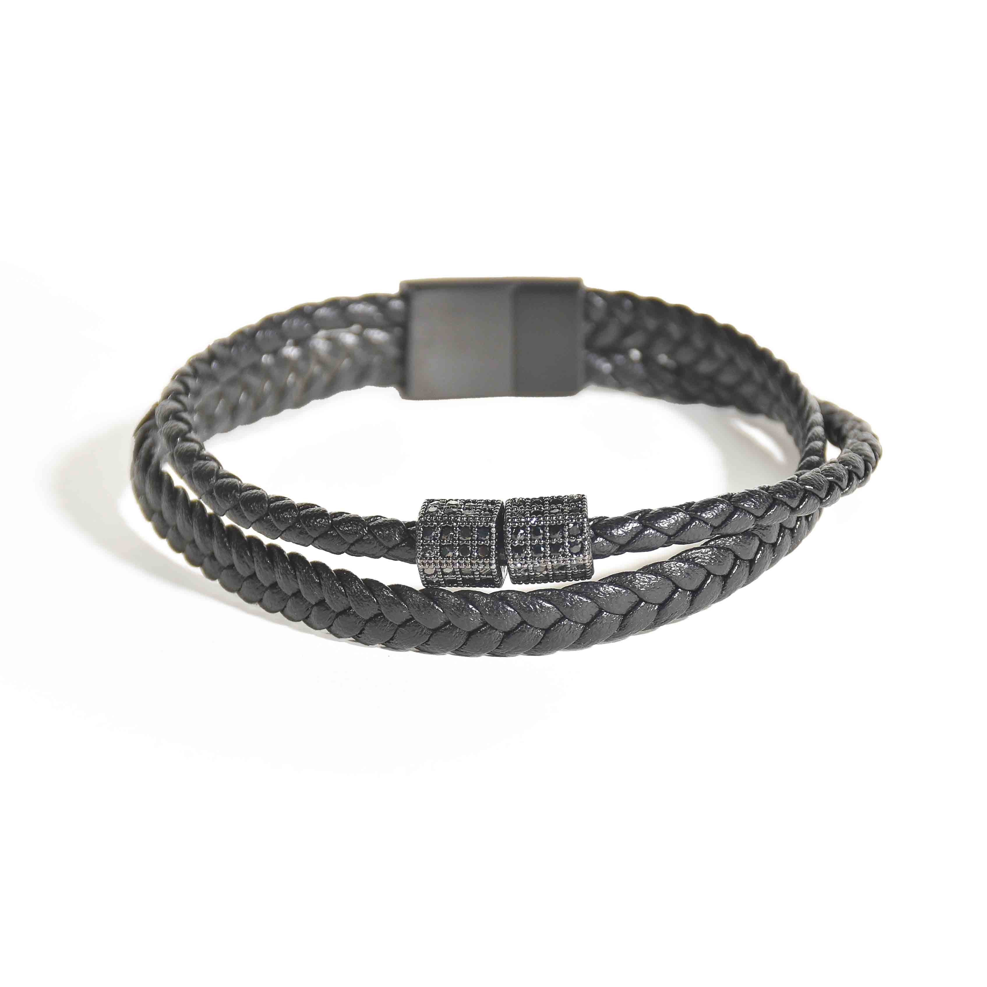 Braided Onyx Mens Bracelet