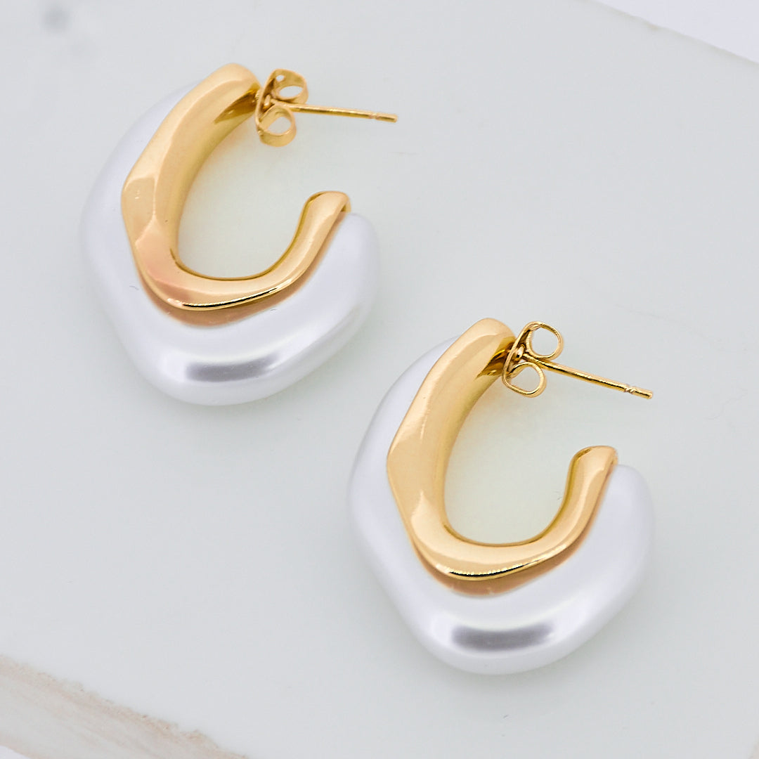 Mother Of Pearl Hoops Earrings