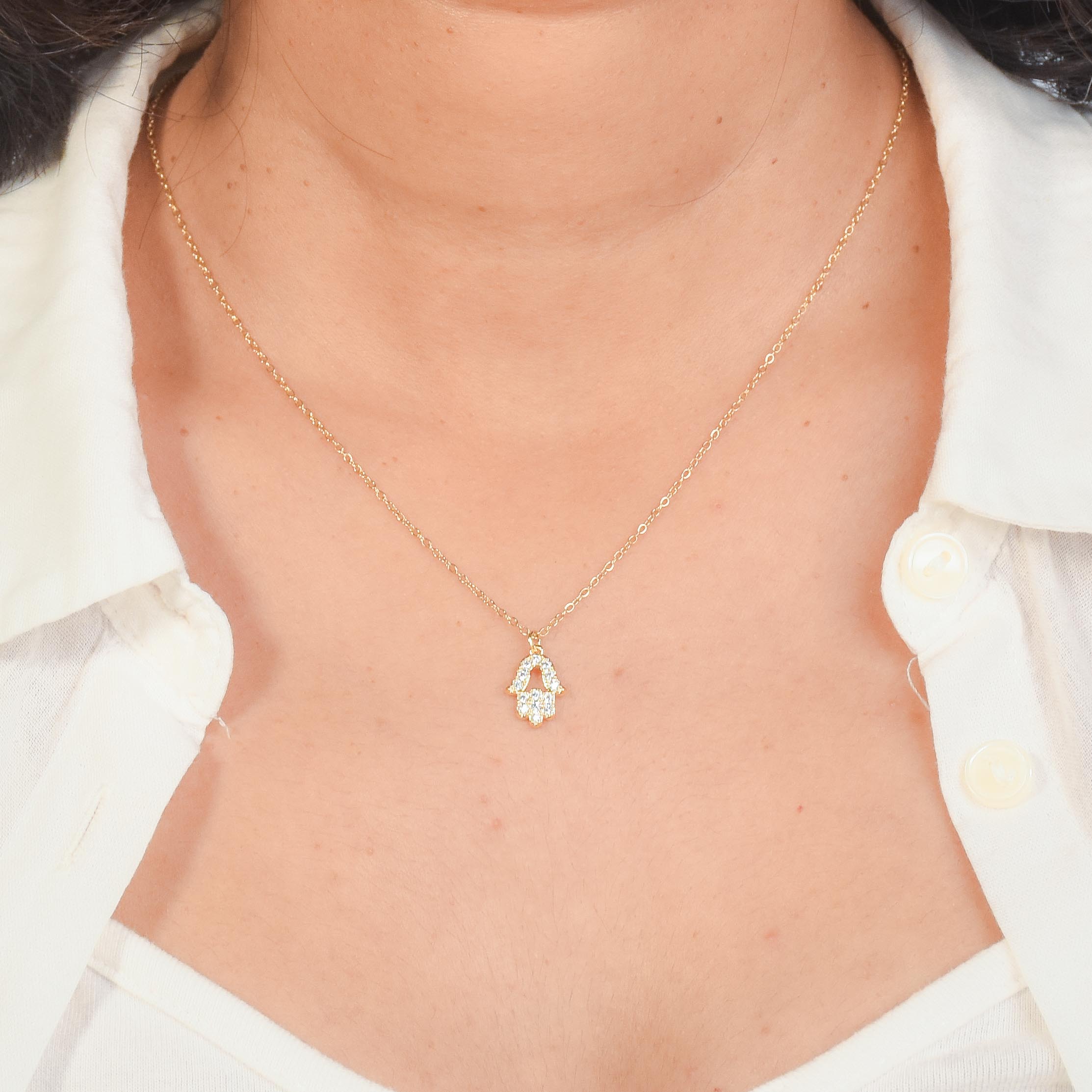 Glistening Hamsa Necklace