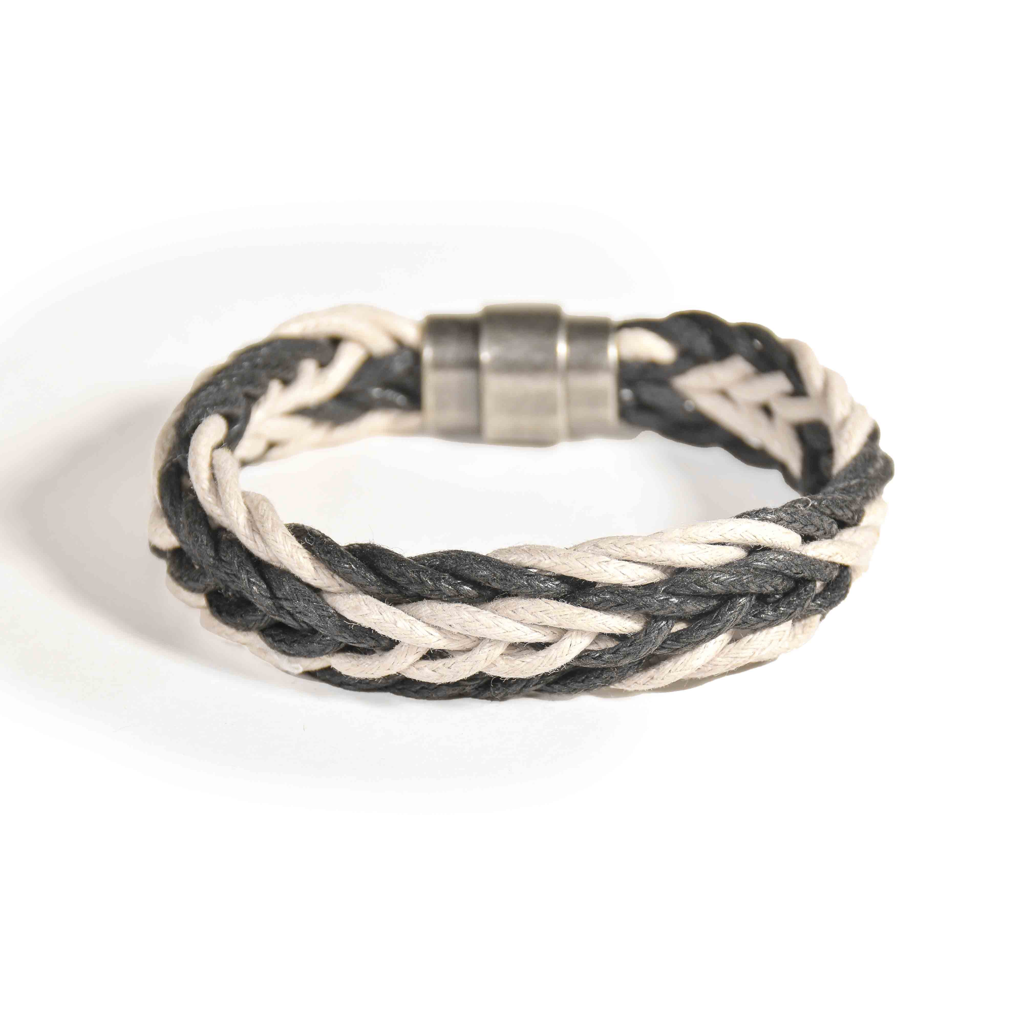 White & Black Braided Men Bracelet