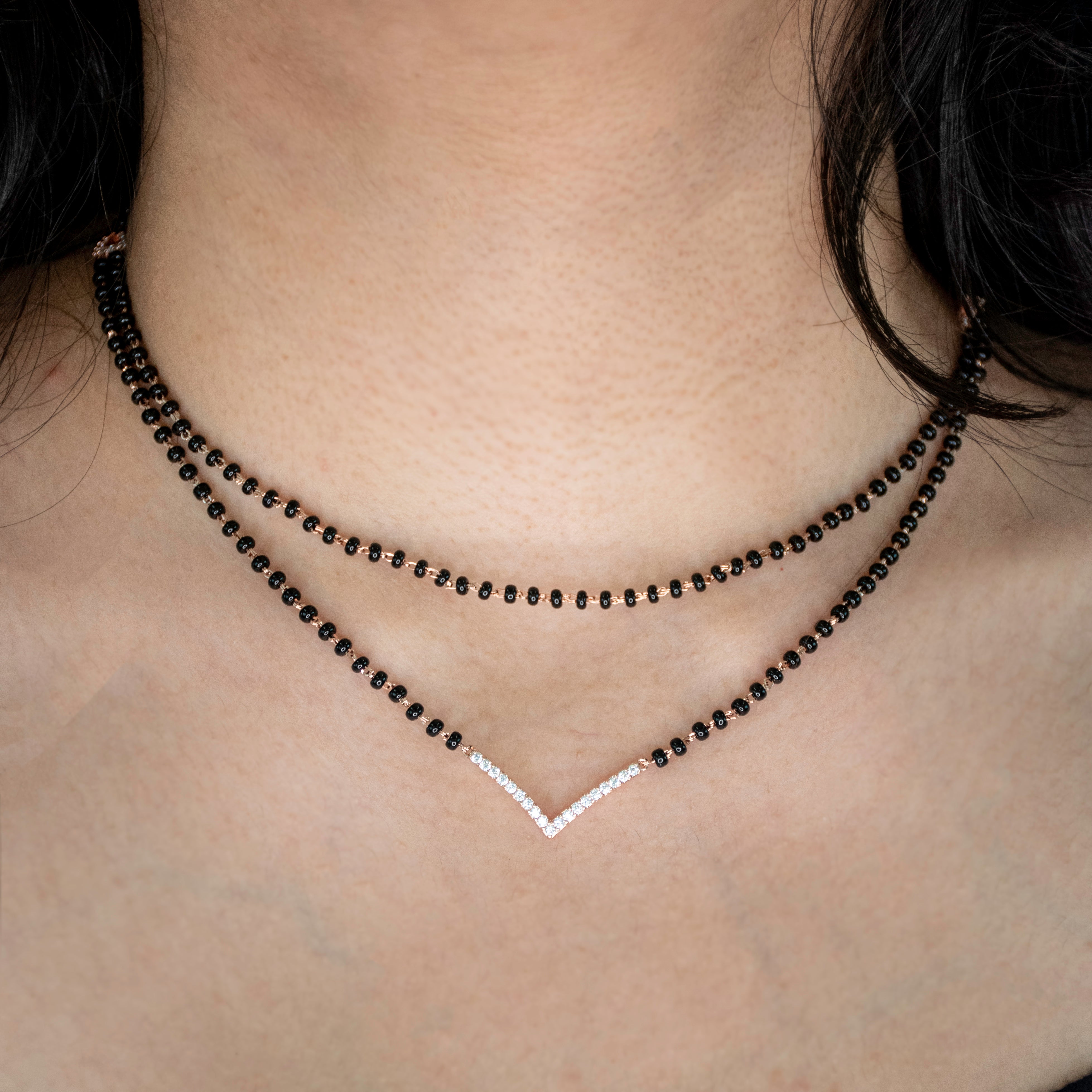 V Shaped Layered Mangalsutra Necklace