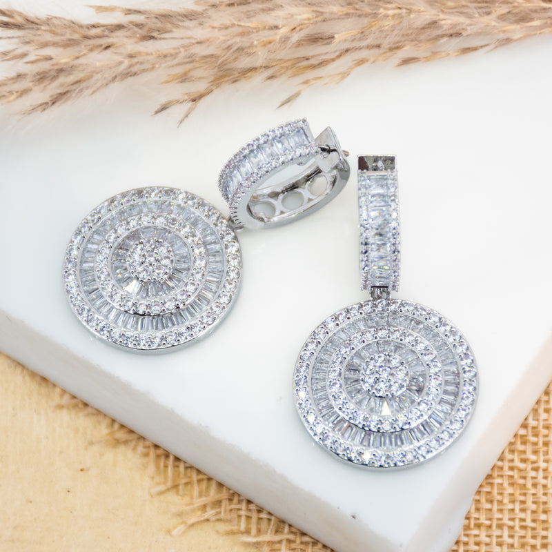 Studded Silver Sequence Earrings