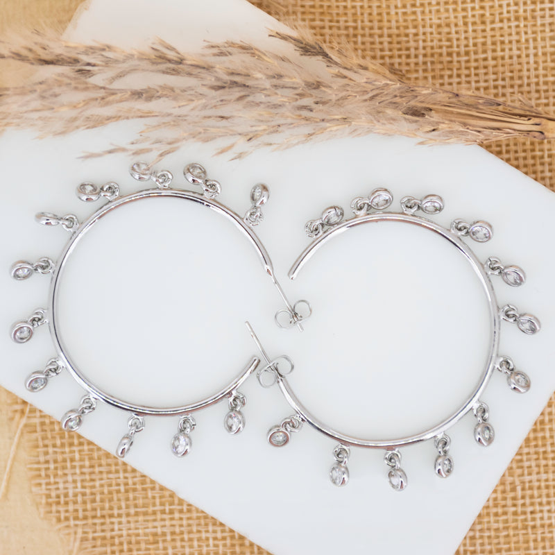 Silver Dangling Hoops