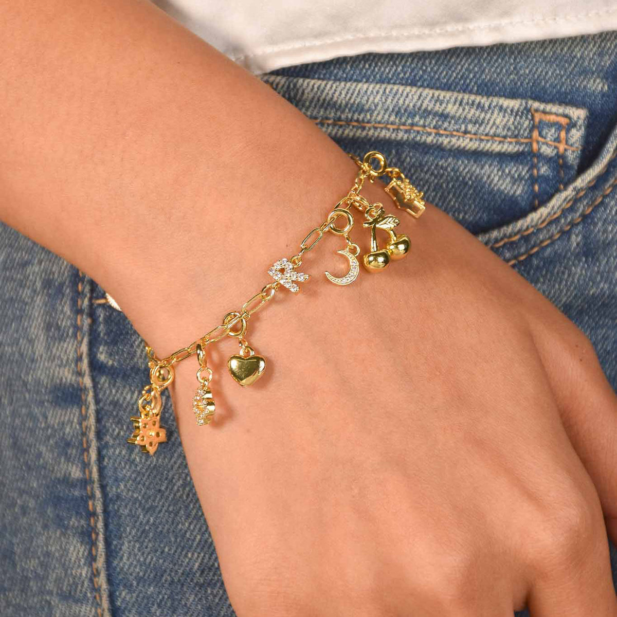 DIY link initial bracelet with charms | Anti-Tarnish
