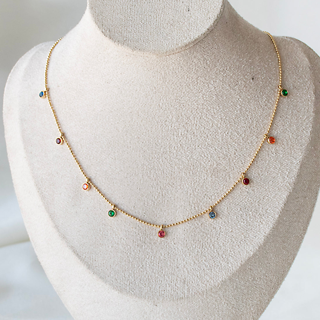 Multi Stone Dainty Necklace