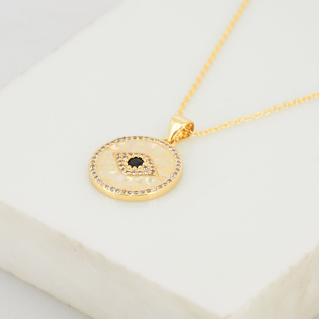 Mother Of Pearl Evil Eye Necklace