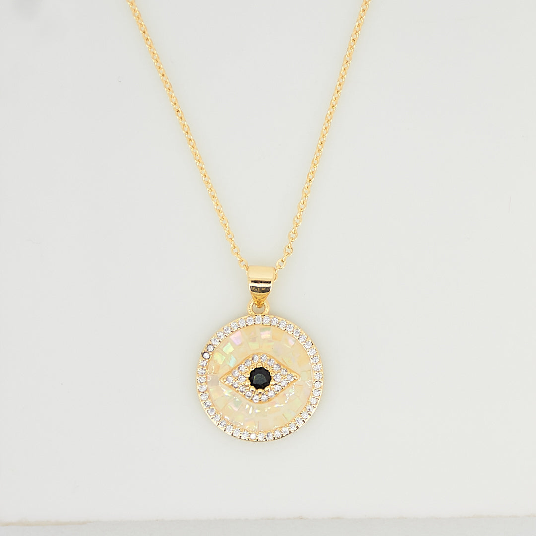 Mother Of Pearl Evil Eye Necklace