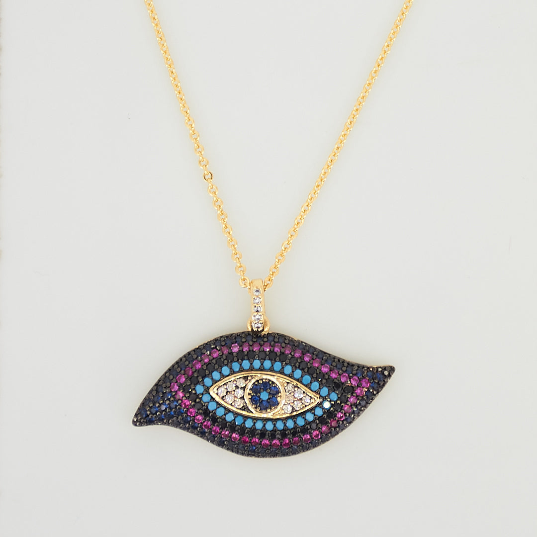 Purple Studded Evil Eye Necklace