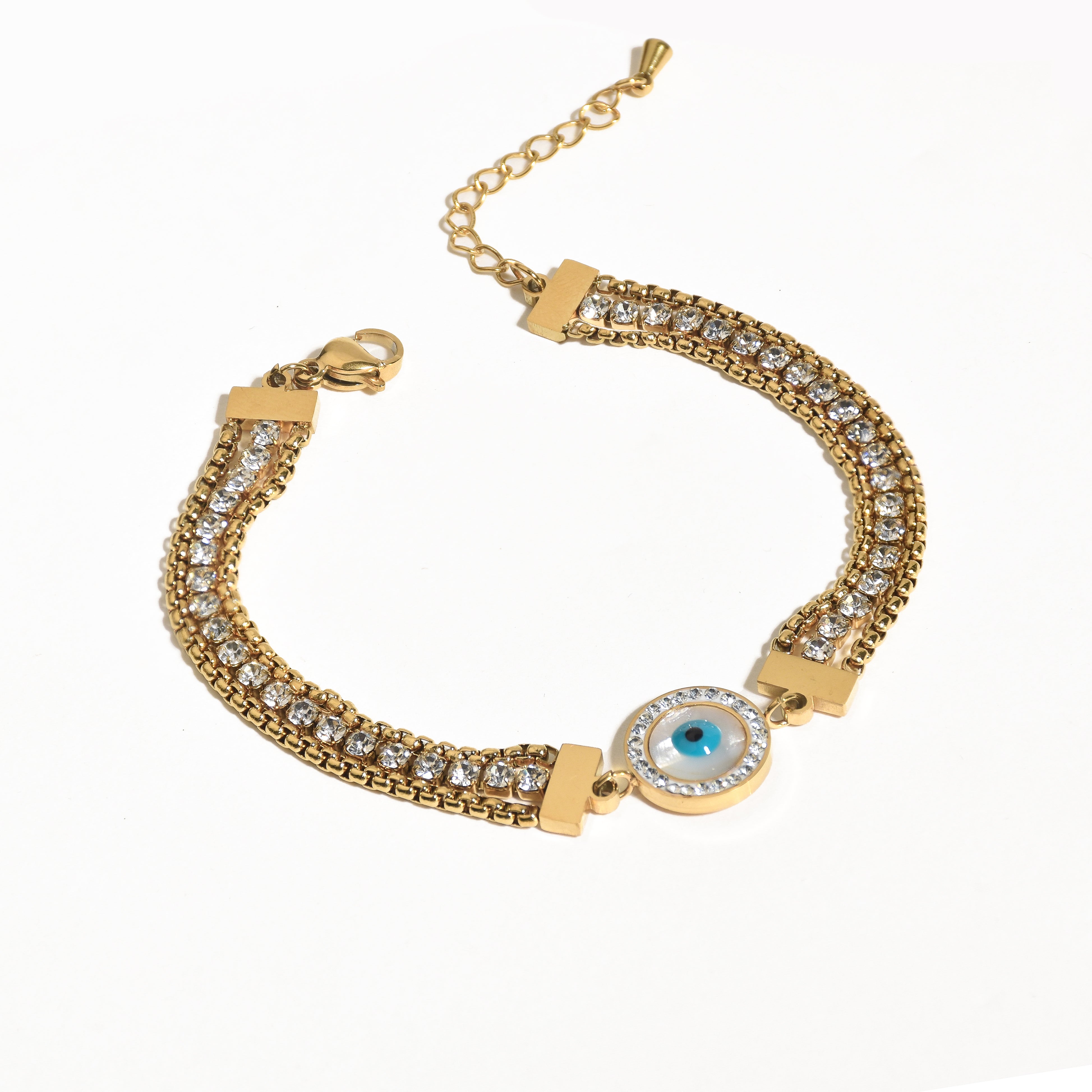 Round Evil Eye Triple Line Bracelet
