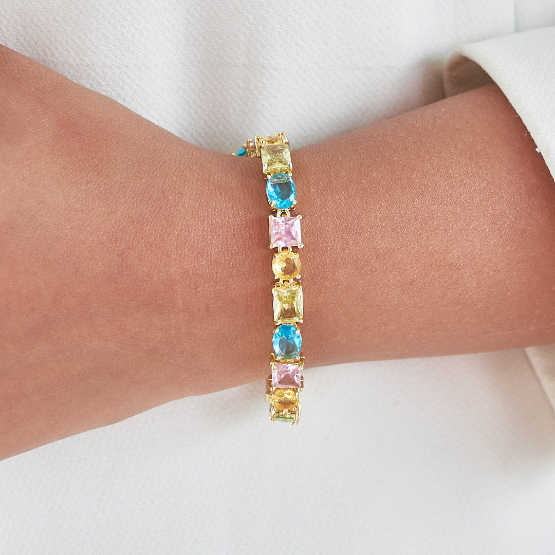 Rainbow Stone Tennis Bracelet