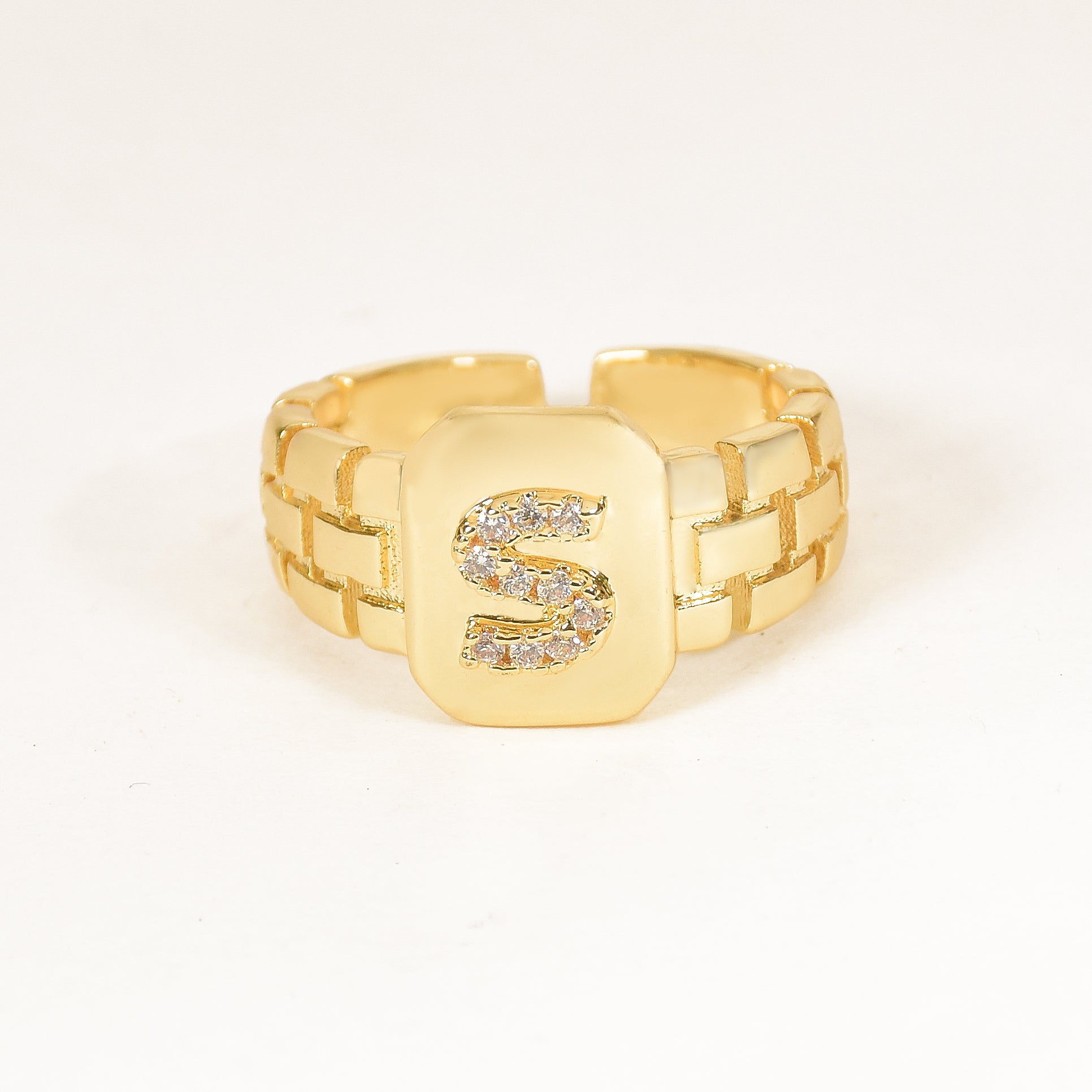 Diamond Initial  Studded Ring