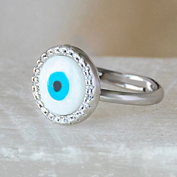 Round Studded Evil Eye Ring