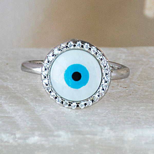 Round Studded Evil Eye Ring