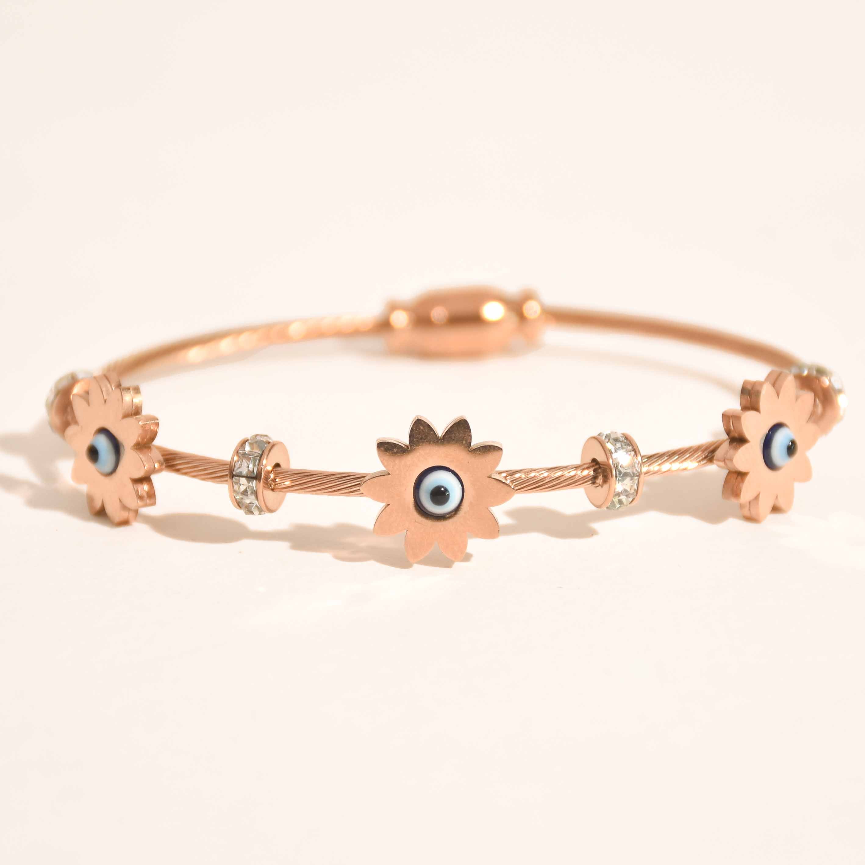 Flower Evil Eye Bangle