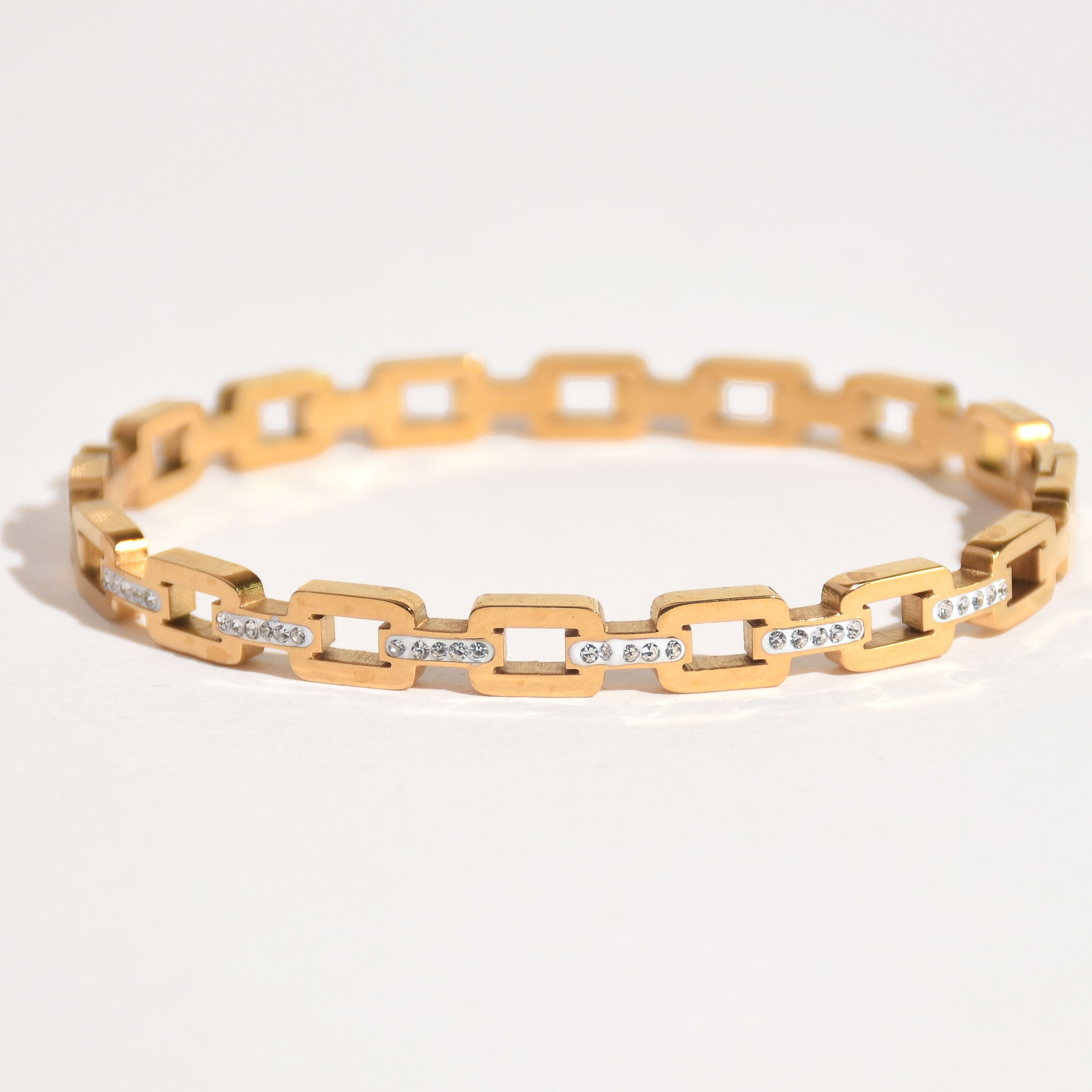 Studded Buckle Link Bangle