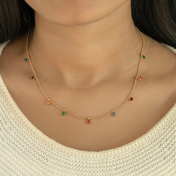 Multi Stone Dainty Necklace