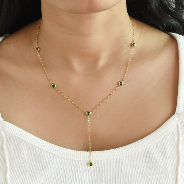 Emerald Stone Dainty Necklace