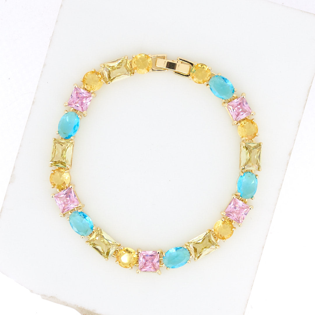 Rainbow Stone Tennis Bracelet