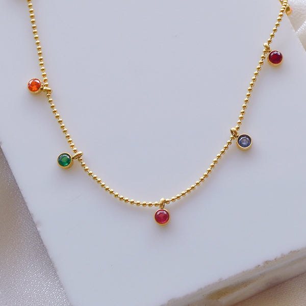 Multi Stone Dainty Necklace