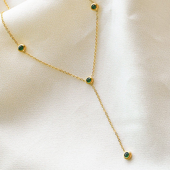 Emerald Stone Dainty Necklace