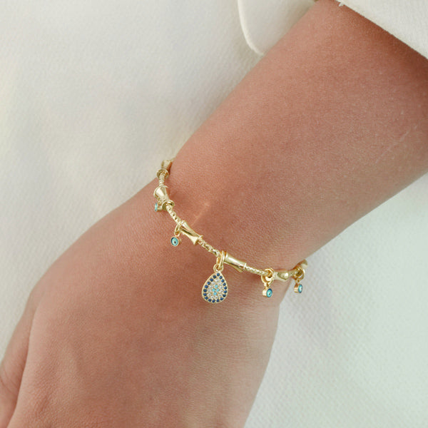 Pear Studded Charm Bangle