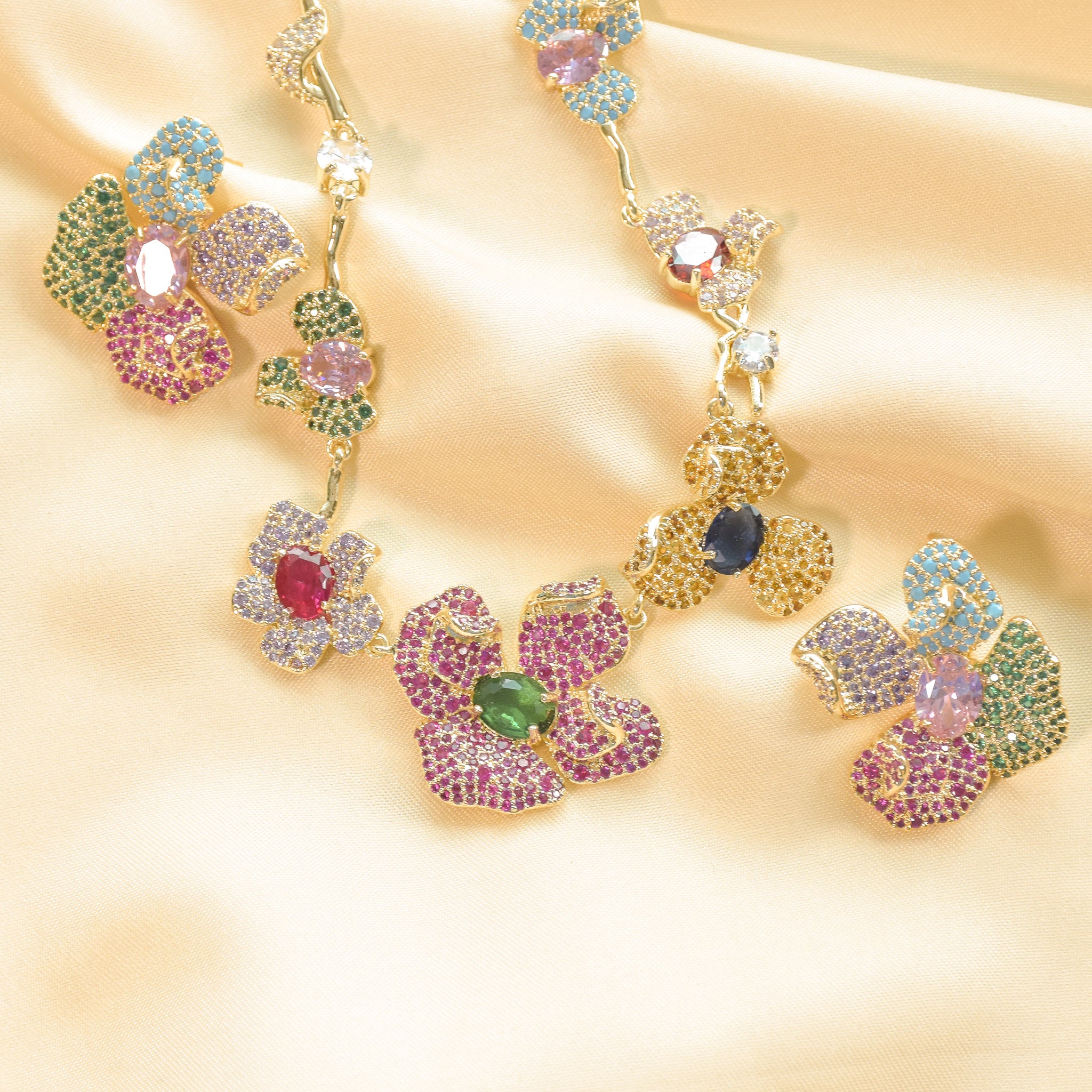 Jeweled Garden Bloom Necklace Set