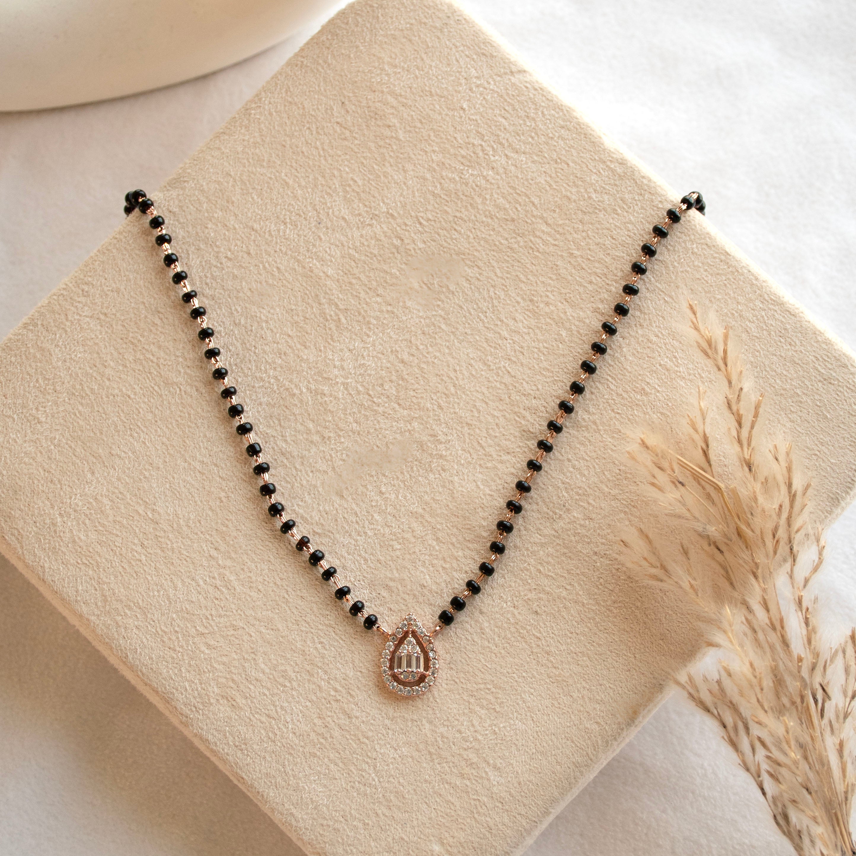 Pear Single Stone Mangalsutra Necklace
