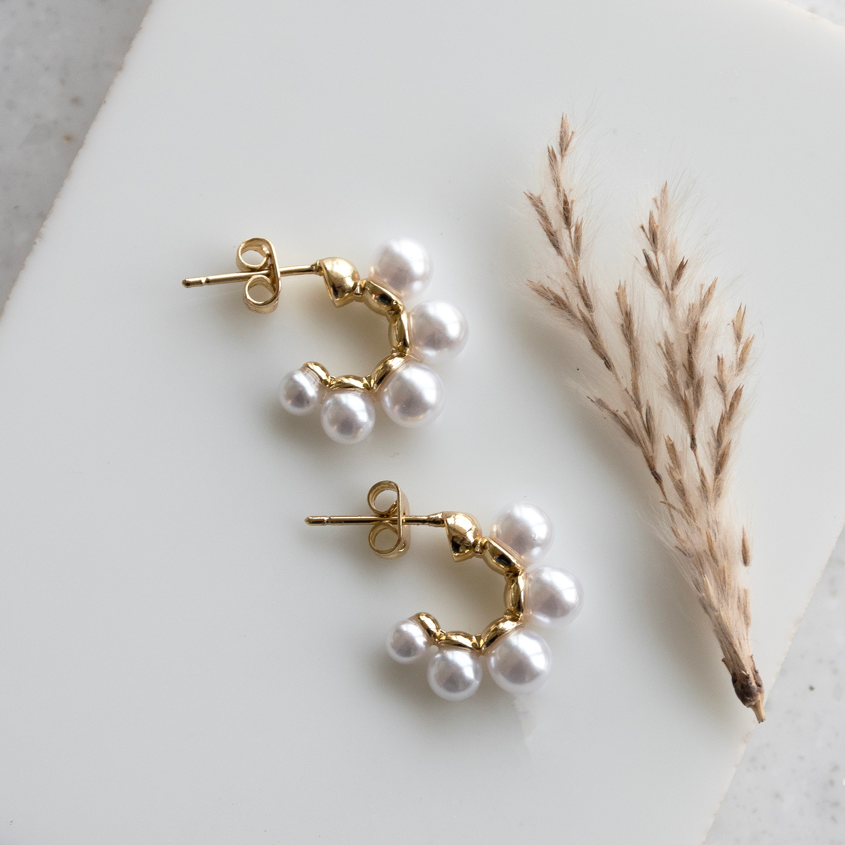 Tiny Pearl Hoop Earrings (Small)