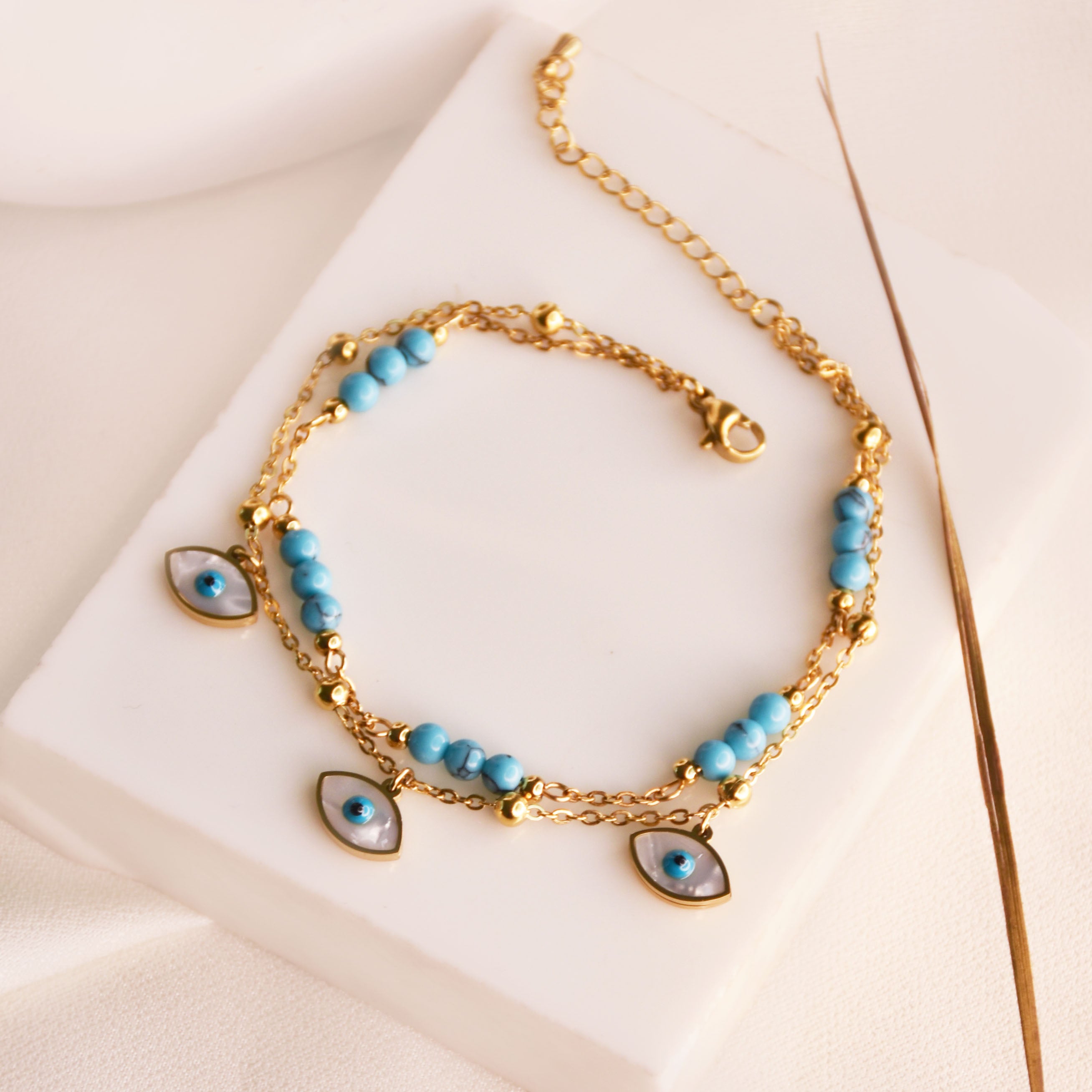 Blue Stone Layered Anklet