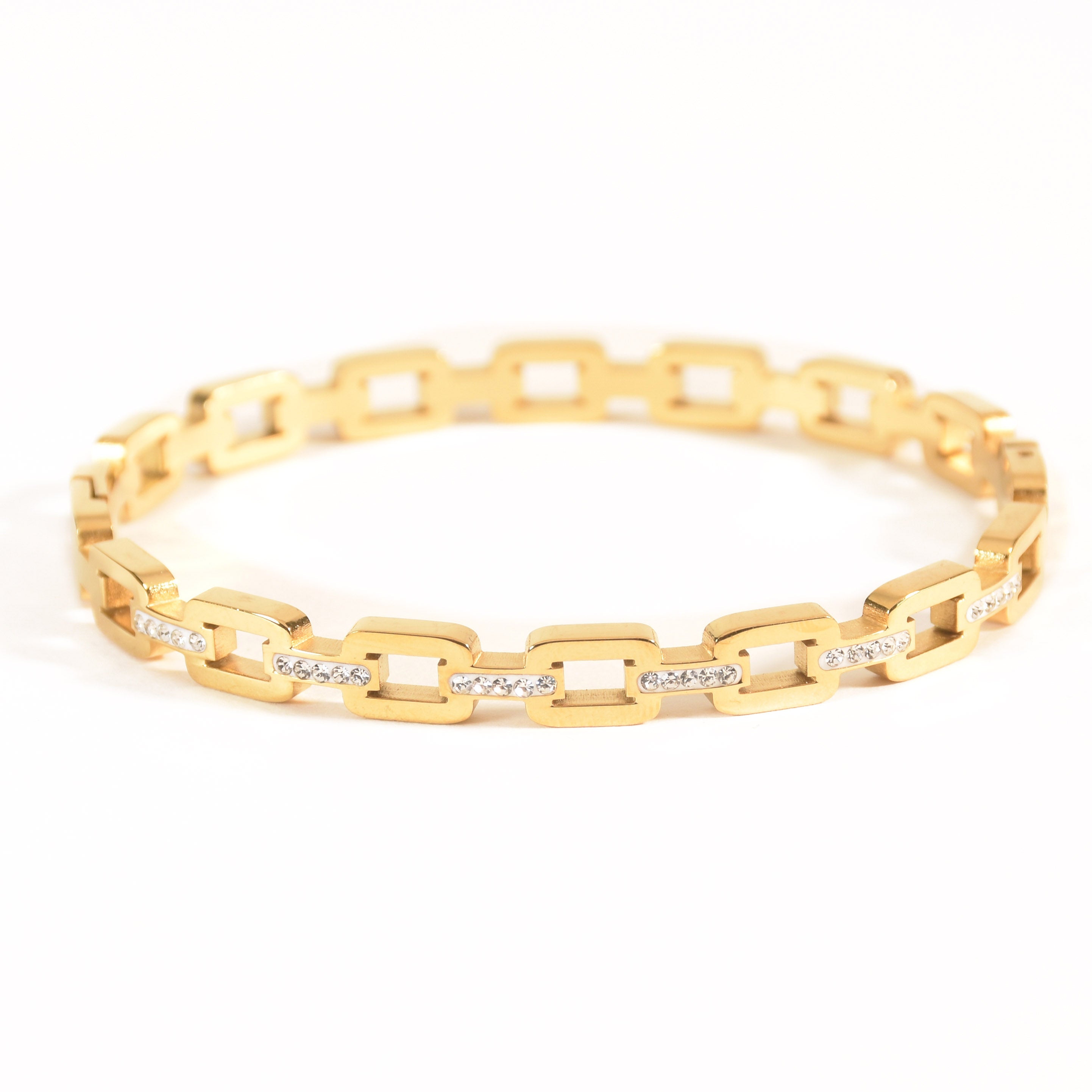 Studded Buckle Link Bangle