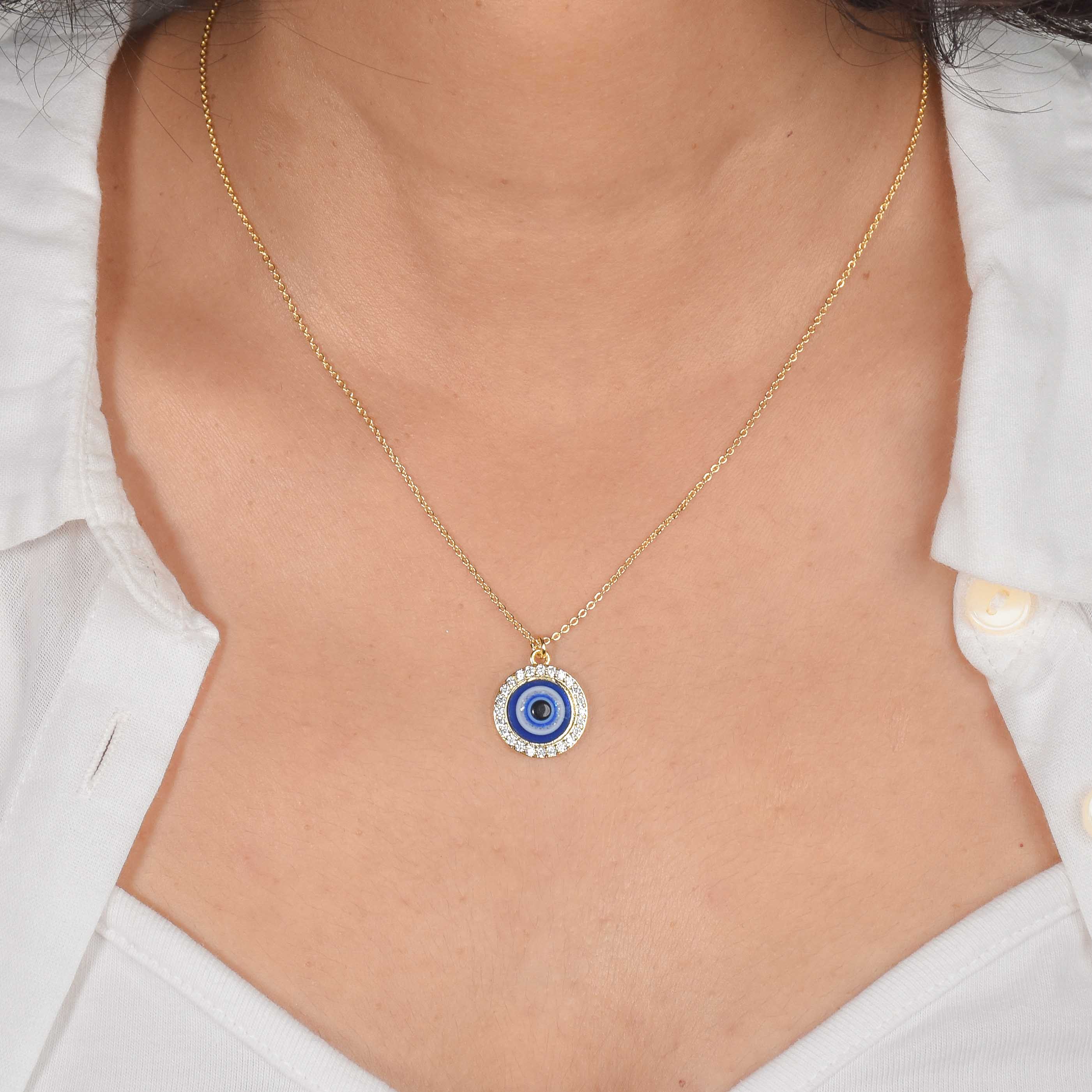 Gleaming Evil Eye Petite Necklace