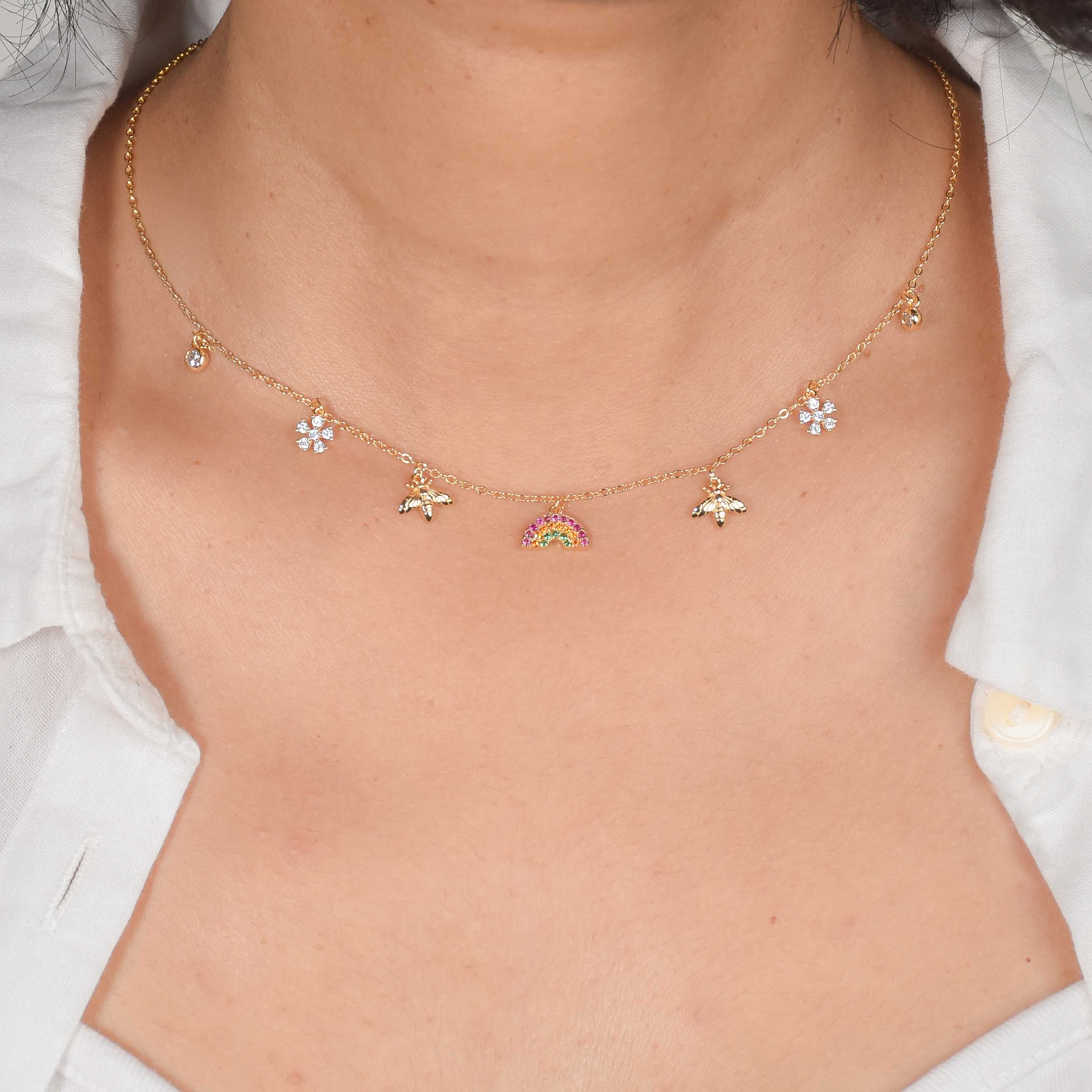 Rainbow Charm Choker