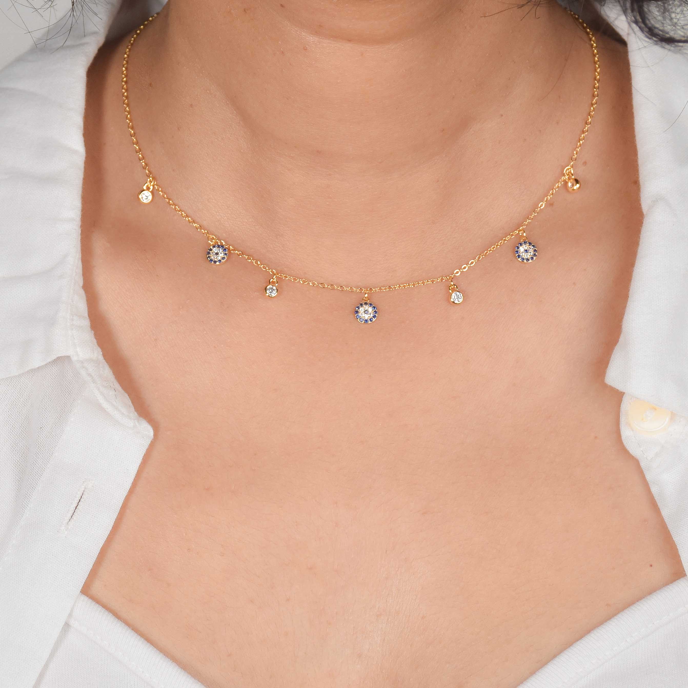 Petit Round Multi Evil Eye Choker