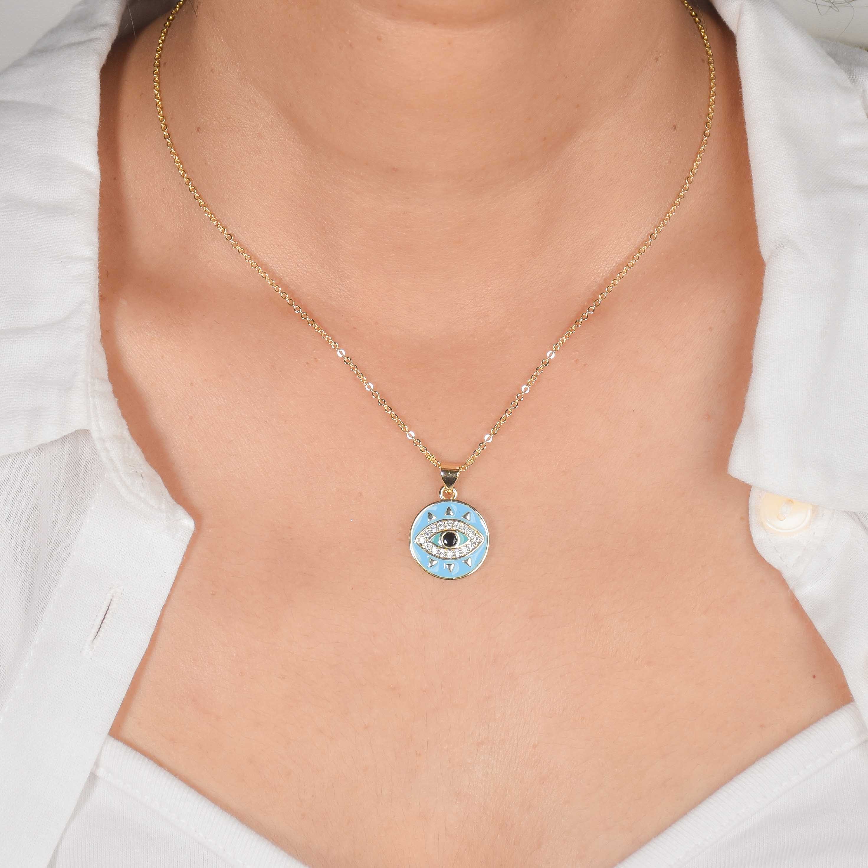 Blue Evil Eye Sequence Pendant