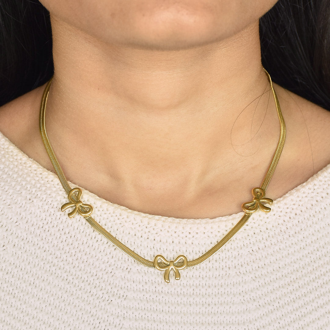 Gold Bow Necklace